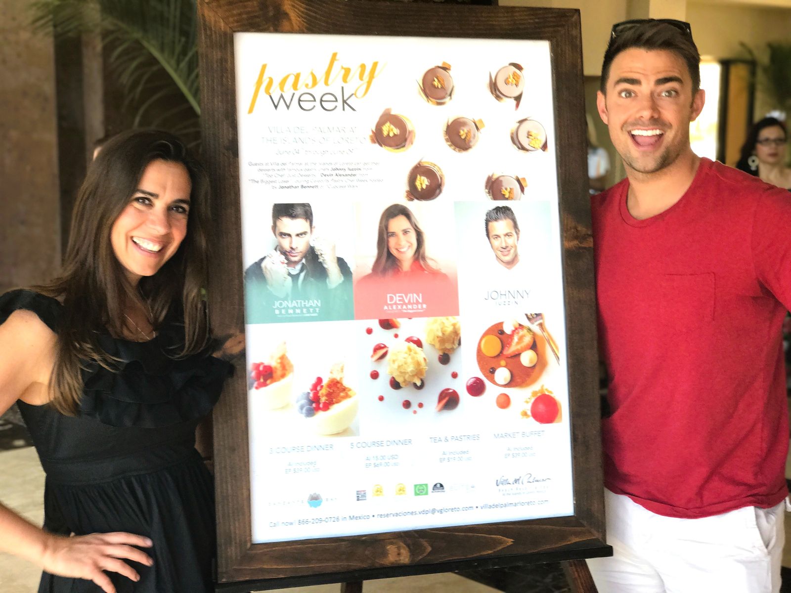 Devin Alexander with Jonathan Bennett at Celebrity Chef Pastry Week
